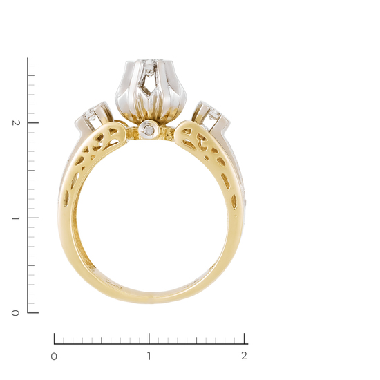Кольцо из комбинированного золота 585 пробы c 19 бриллиантами, Л24141761 за 57200