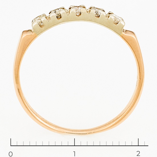 Кольцо из комбинированного золота 585 пробы c 5 бриллиантами, Л62012058 за 11250