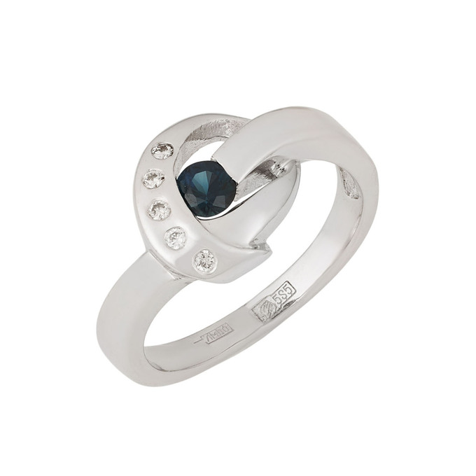 Кольцо из золота 585 пробы c сапфиром и бриллиантами, Л 0408 8780 за 52400