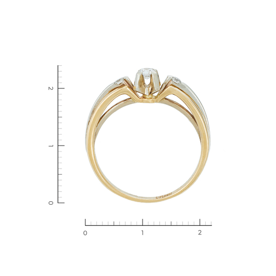 Кольцо из комбинированного золота 585 пробы c 3 бриллиантами, Л19092808 за 41520