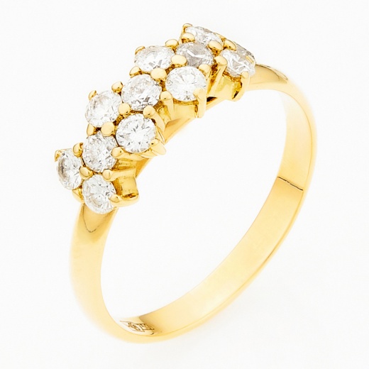 Кольцо из желтого золота 750 пробы c 12 бриллиантами Л25075220 фото 1
