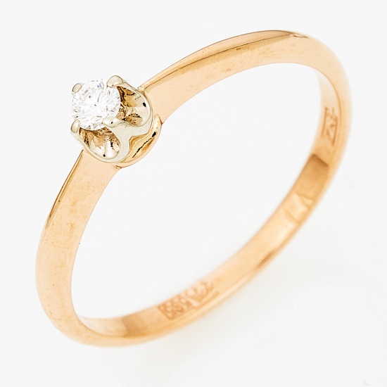 Кольцо из комбинированного золота 585 пробы c 1 бриллиантом, Л06154158 за 6760