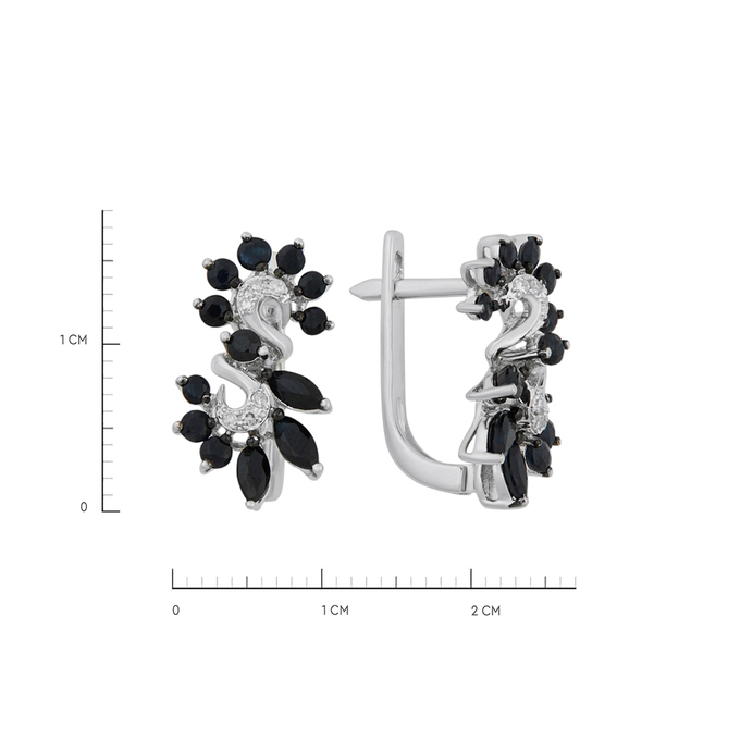 Серьги из золота 585 пробы c сапфирами и бриллиантами, К 0000 5514 за 57000