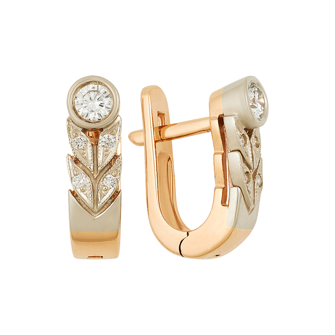 Серьги из золота 585 пробы c бриллиантами, Ц О007 1997 за 72380