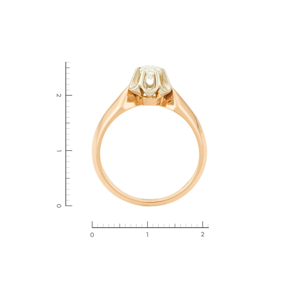Кольцо из комбинированного золота 583 пробы c 1 бриллиантом, Л26060915 за 77000