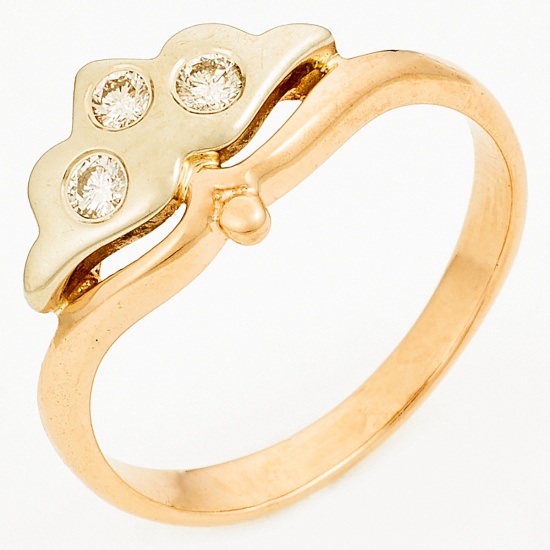 Кольцо из комбинированного золота 585 пробы c 3 бриллиантами, Л52067262 за 16140