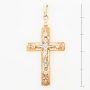 Крестик из комбинированного золота 585 пробы c 4 бриллиантами Л23149145 фото 2