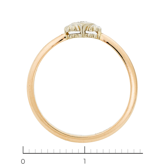 Кольцо из комбинированного золота 583 пробы c 1 бриллиантом, Л52065022 за 11550