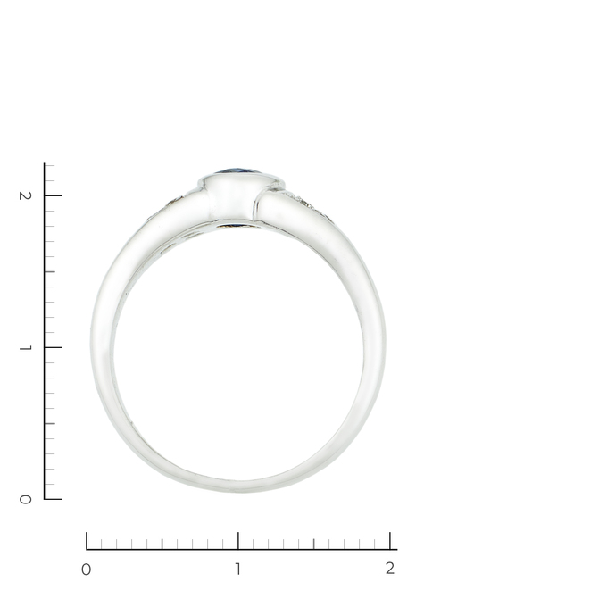 Кольцо из белого золота 585 пробы c 1 дифф. сапфиром и 6 бриллиантами