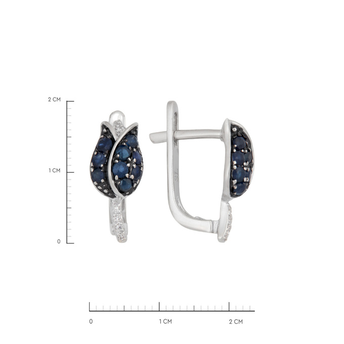 Серьги из золота 585 пробы с сапфирами и бриллиантами, Ц О007 3552 за 32300