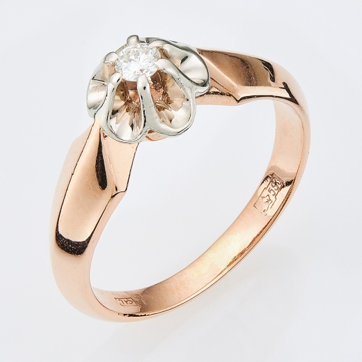 Кольцо из комбинированного золота 583 пробы c 1 бриллиантом Л24110972 фото 1