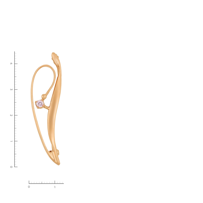 Брошь из красного золота 585 пробы c 1 корундом