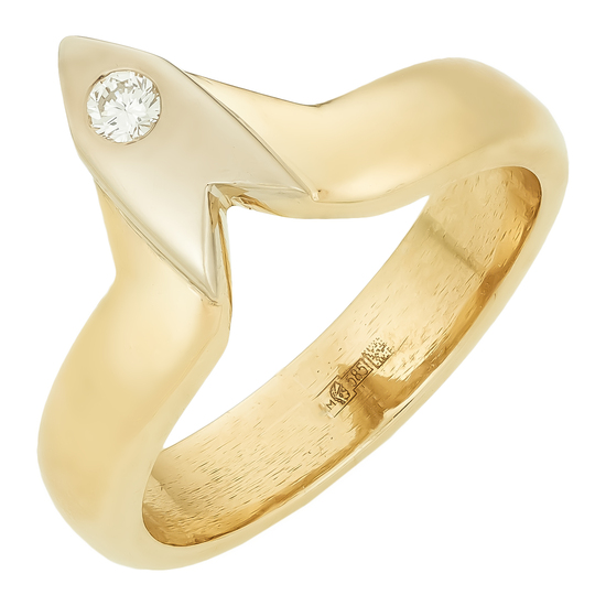 Кольцо из комбинированного золота 585 пробы c 1 бриллиантом, Л24141741 за 56630