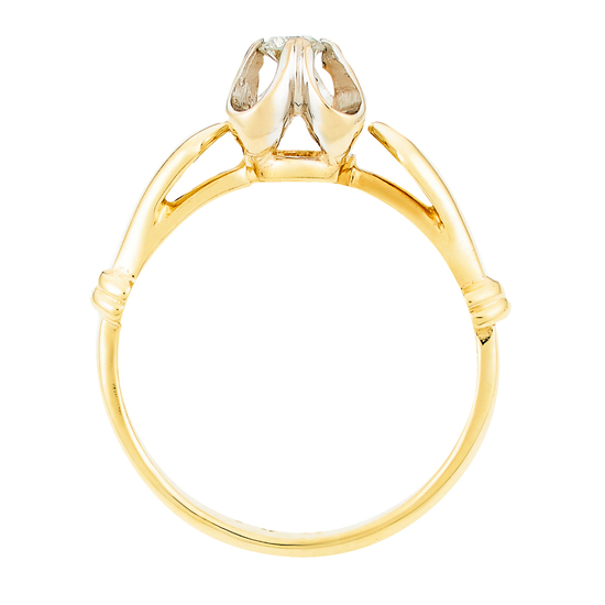 Кольцо из комбинированного золота 750 пробы c 1 бриллиантом, Л32081786 за 22750