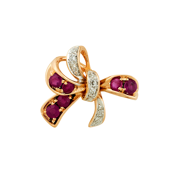 Подвеска из золота 585 пробы c рубинами и бриллиантами