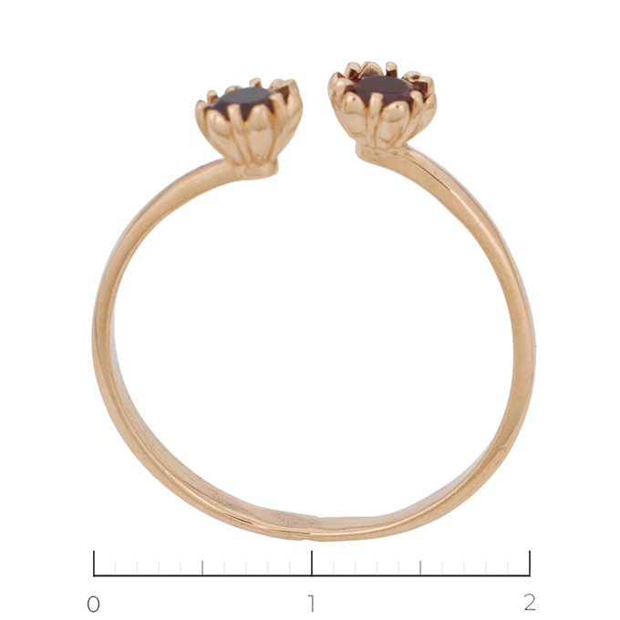 Кольцо из красного золота 585 пробы c 2 гранатами, Л 2809 5095 за 10720