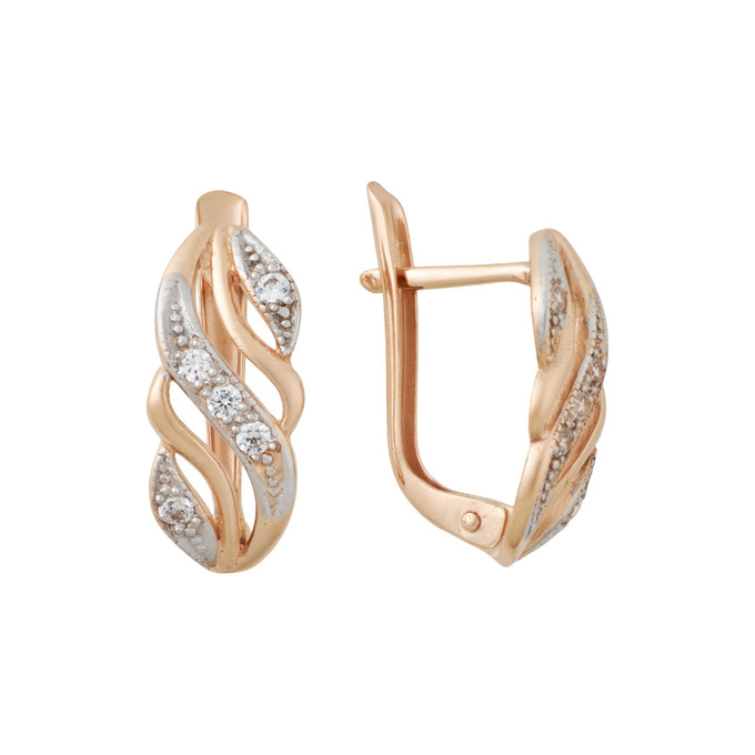 Серьги из золота 585 пробы с фианитами, Ц О007 6000 за 20700