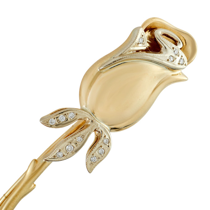 Брошь из золота 585 пробы c бриллиантами