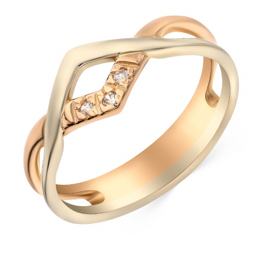 Кольцо из комбинированного золота 585 пробы c фианитами 043651 фото 1