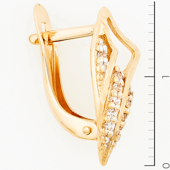 Серьги из красного золота 585 пробы c фианитами