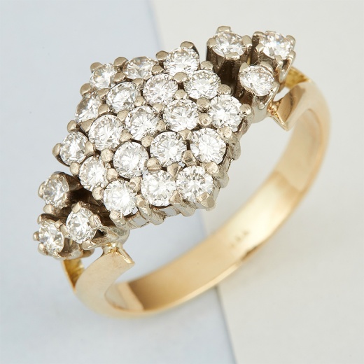 Кольцо из комбинированного золота 750 пробы c 25 бриллиантами 107361 фото 1