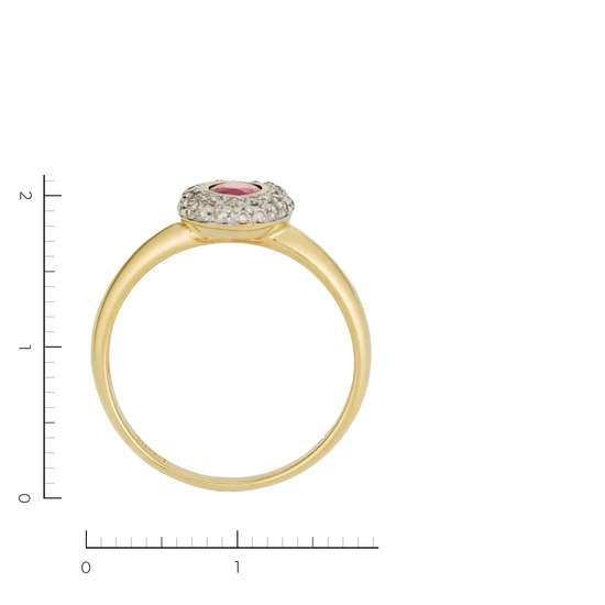 Кольцо из желтого золота 585 пробы c 37 бриллиантами и 1 рубином, Л76010611 за 34800