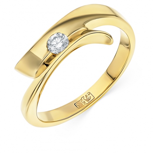 Кольцо из желтого золота 585 пробы c 1 бриллиантом 088697 фото 1