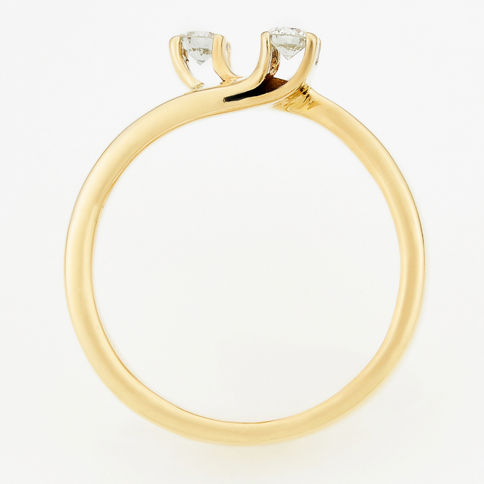 Кольцо из желтого золота 585 пробы c 2 бриллиантами