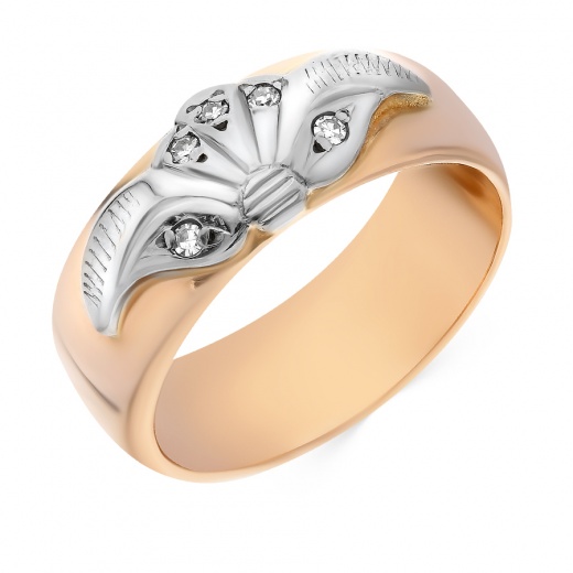 Кольцо из комбинированного золота 585 пробы c 5 бриллиантами, Л36013520 за 45 150 ₽