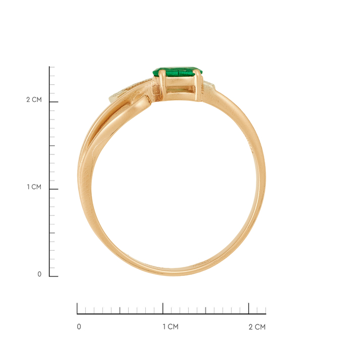 Кольцо из золота 585 пробы c изумрудом и бриллиантами, Л 2913 3458 за 44000