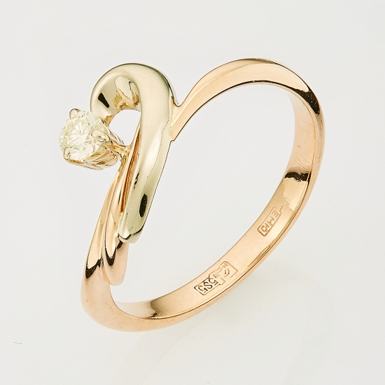 Кольцо из комбинированного золота 585 пробы c 1 бриллиантом, Л54038163 за 13265