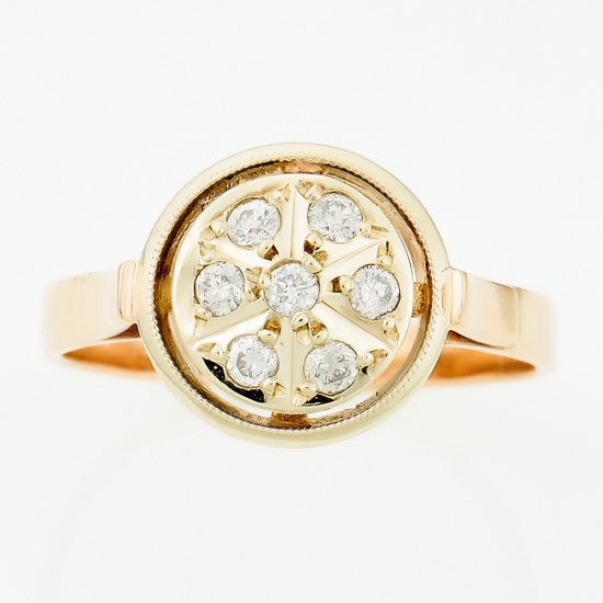 Кольцо из комбинированного золота 585 пробы c 7 бриллиантами
