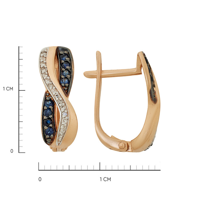 Серьги из золота 585 пробы c сапфирами и бриллиантами, Л 2010 7074 за 35000
