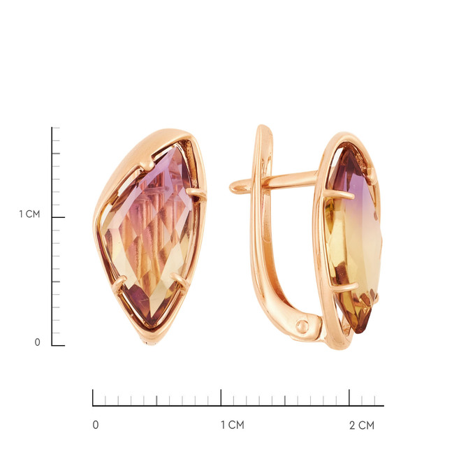 Серьги из золота 585 пробы с аметринами, Ц О007 5688 за 31600