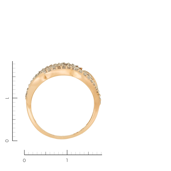 Кольцо из комбинированного золота 585 пробы c 84 фианитами