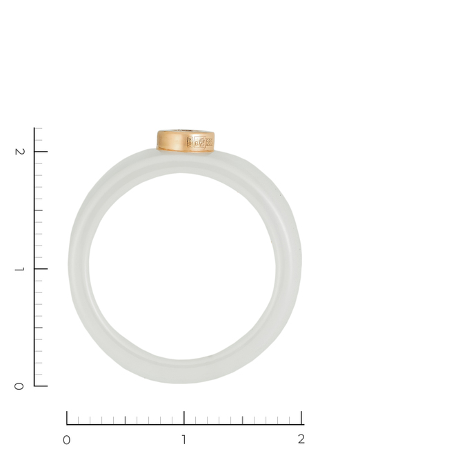 Кольцо из красного золота 585 пробы c 1 бриллиантом и 1 керамикой, Л 1115 5913 за 56400