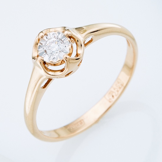 Кольцо из комбинированного золота 585 пробы c 1 бриллиантом, Л28065974 за 5565