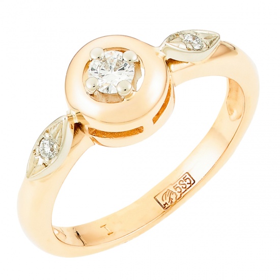 Кольцо из комбинированного золота 585 пробы c 3 бриллиантами, Л28084277 за 15925