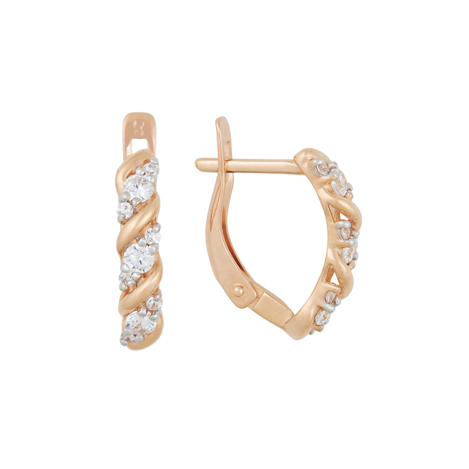 Серьги из золота 585 пробы c 18 фианитами, К 0000 2410 за 21900