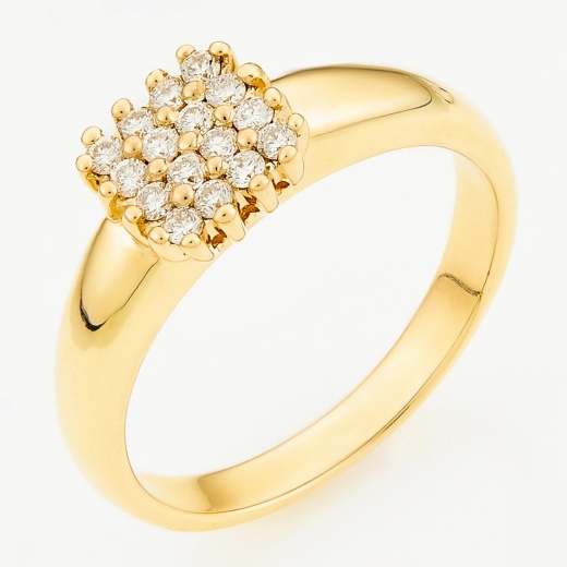 Кольцо из желтого золота 585 пробы c 22 бриллиантами Л45065303 фото 1