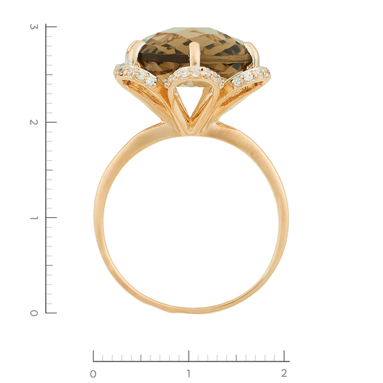 Кольцо из красного золота 585 пробы c 1 раухтопазом и фианитами, Л33088599 за 22200