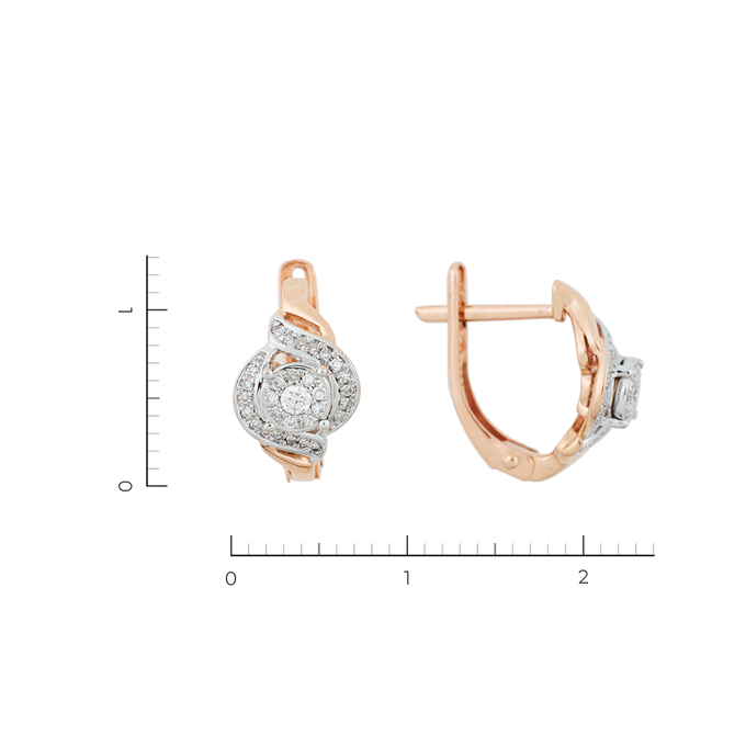 Серьги из красного золота 585 пробы c 60 бриллиантами
