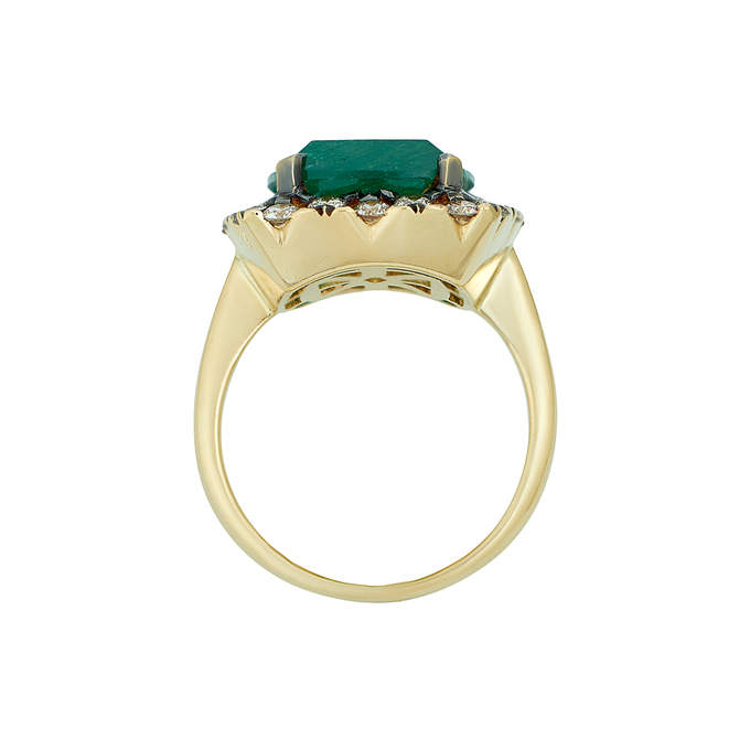 Кольцо из золота 585 пробы c бриллиантами и синтетическим камнем, Л 7102 2361 за 110000