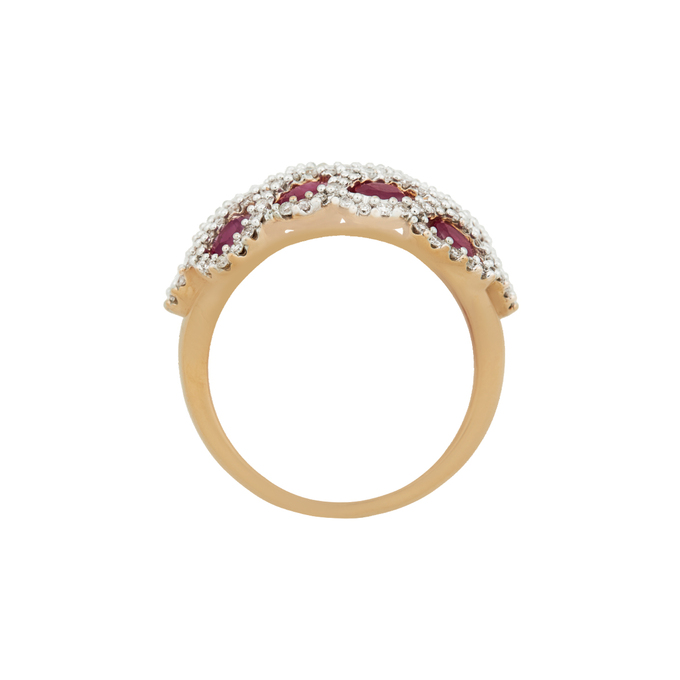 Кольцо из золота 585 пробы c рубинами и бриллиантами, Л 7601 6256 за 105000