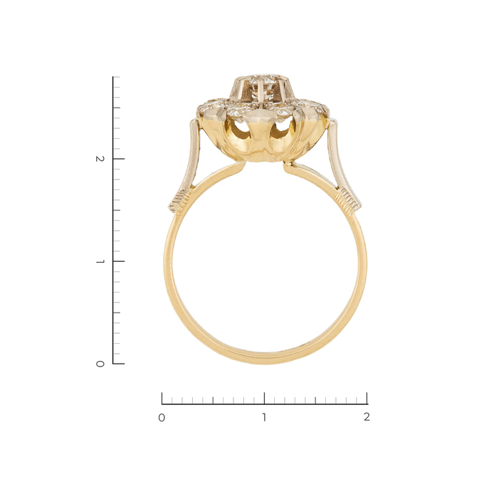 Кольцо из комбинированного золота 750 пробы c 9 бриллиантами, Л 1208 0374 за 279000