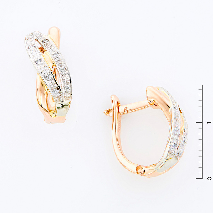 Серьги из золота 585 пробы c 16 бриллиантами