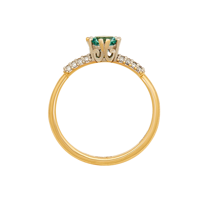 Кольцо из золота 585 пробы c изумрудом и бриллиантами