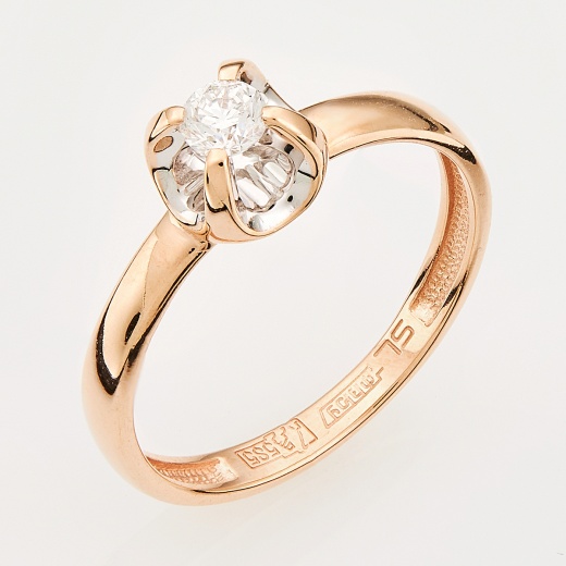 Кольцо из комбинированного золота 585 пробы c 1 бриллиантом Л35046397 фото 1
