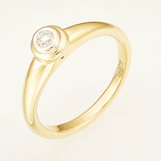 Кольцо из желтого золота 750 пробы c 1 бриллиантом, Л57019885 за 25200