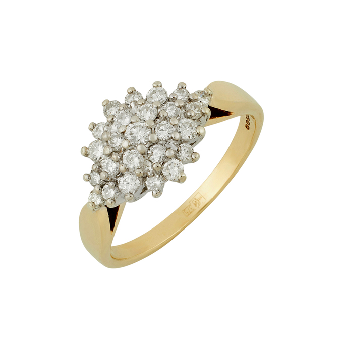 Кольцо из золота 375 пробы c бриллиантами